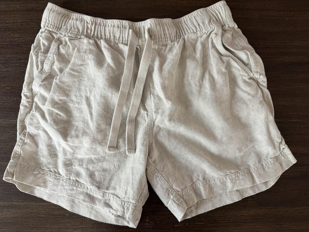 Venroy Linen Shorts Mens Large Beige Elastic Waist Drawstring 5 In Inseam